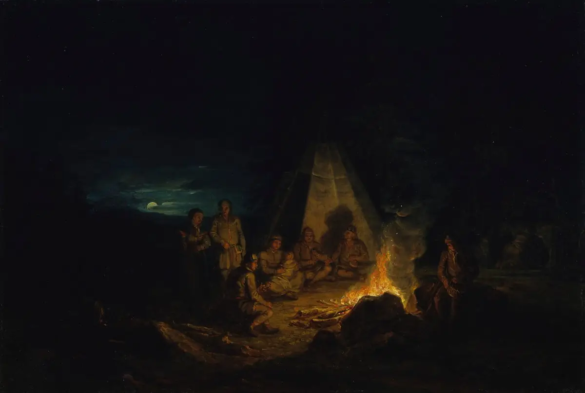 Alexander Lauréus: Lappalaisia nuotiolla 1813. Kansallisgalleria/Ateneumin taidemuseo. Kuva: Hannu Aaltonen.