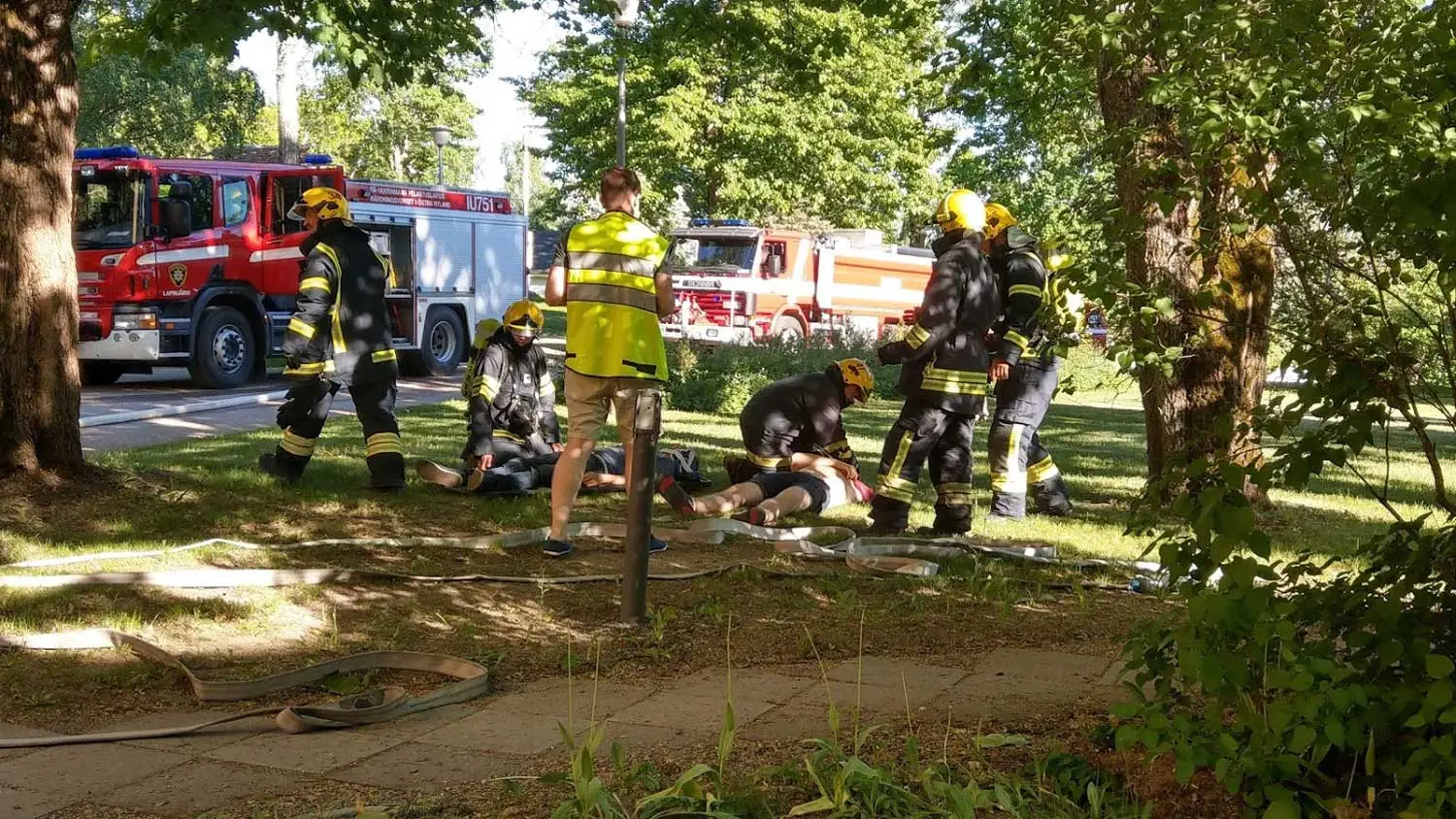 Palo- ja pelastusharjoitus Siviilipalveluskeskuksessa yhteistyössä Itä-Uudenmaan pelastuslaitoksen kanssa.